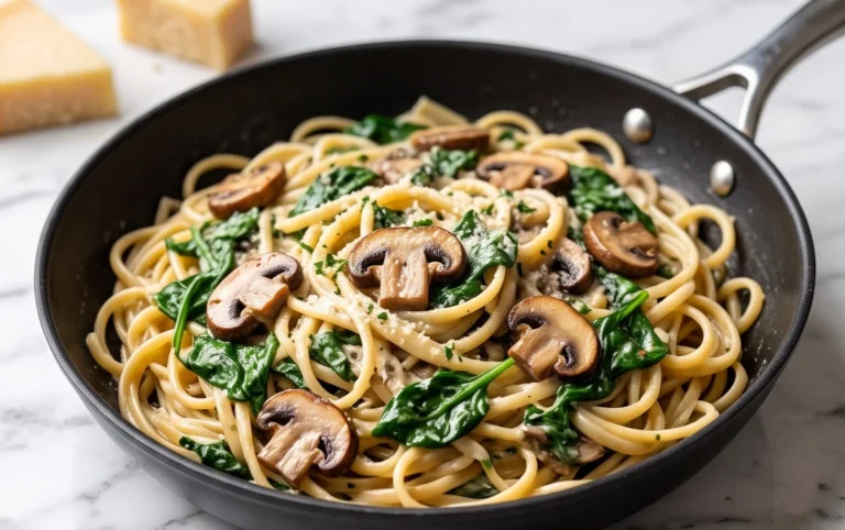 Parmesan Spinach Mushroom Pasta Skillet
