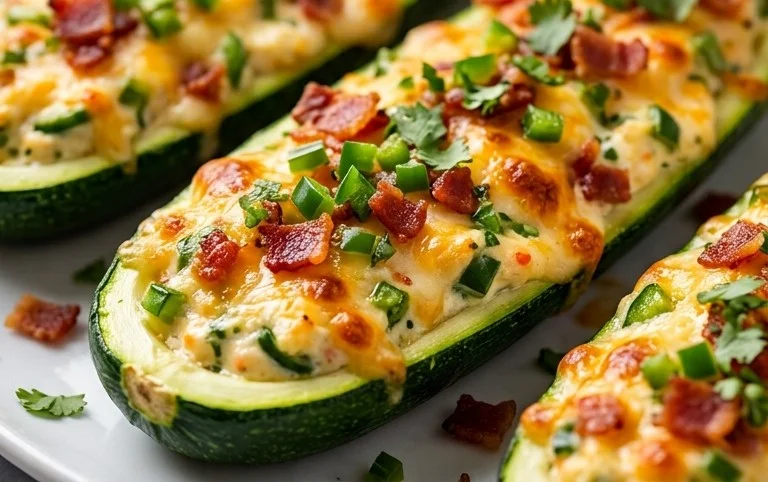 Jalapeno Popper Zucchini Boats