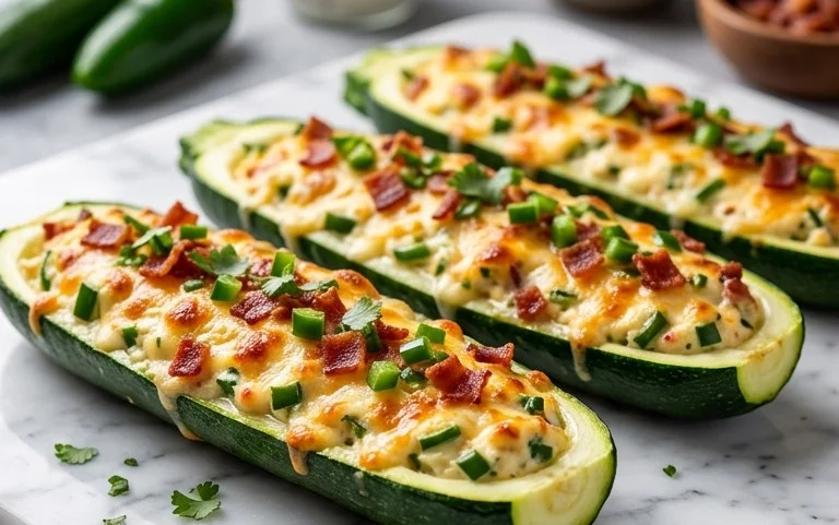 Jalapeno Popper Zucchini Boats