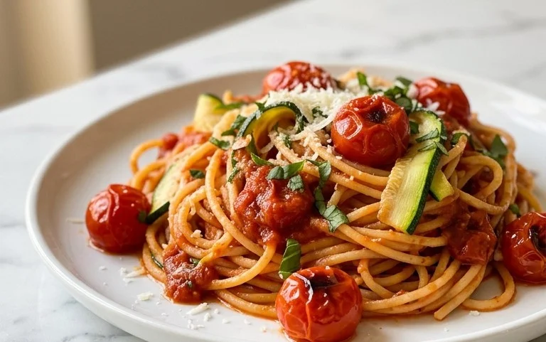 Healthy Tomato Zucchini Pasta