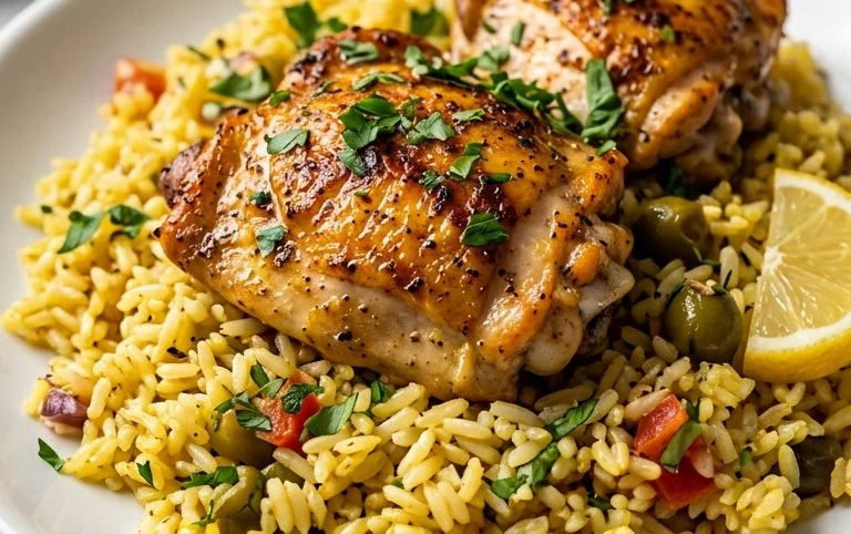 Greek Chicken and Lemon Rice (30 Minutes, One-Pot)