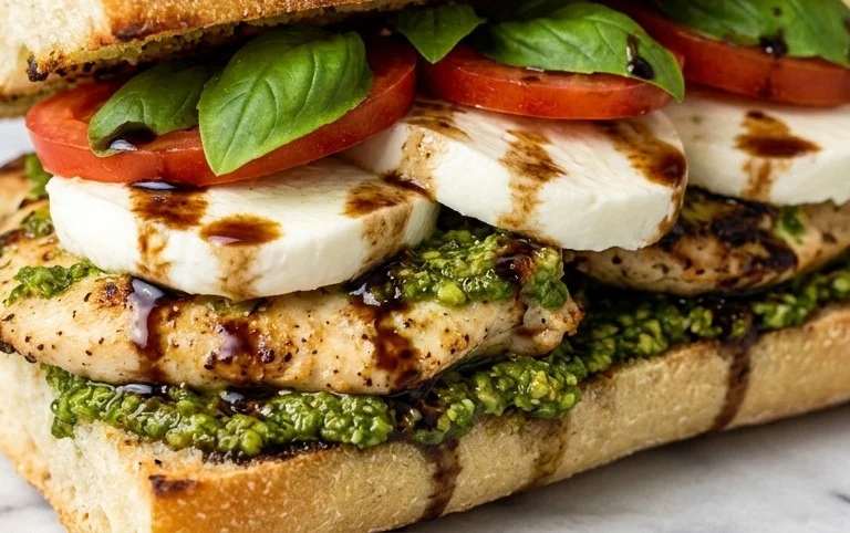 Chicken Pesto Caprese Sandwich