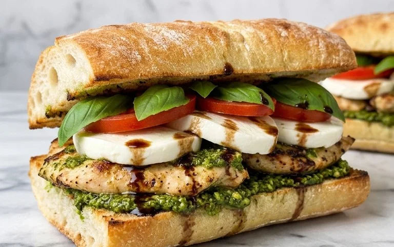 Chicken Pesto Caprese Sandwich