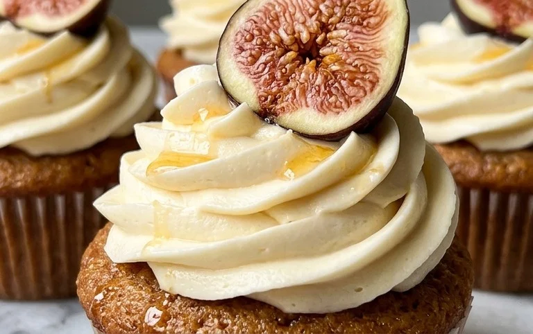 Fig Cupcakes with Honey Cream Cheese Frosting