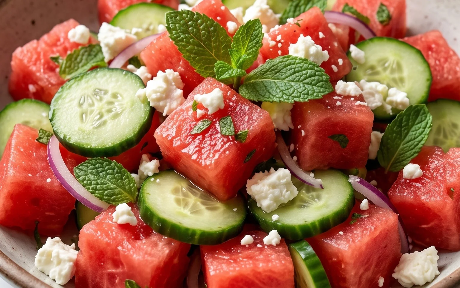 Watermelon Salad with Cucumber and Feta
