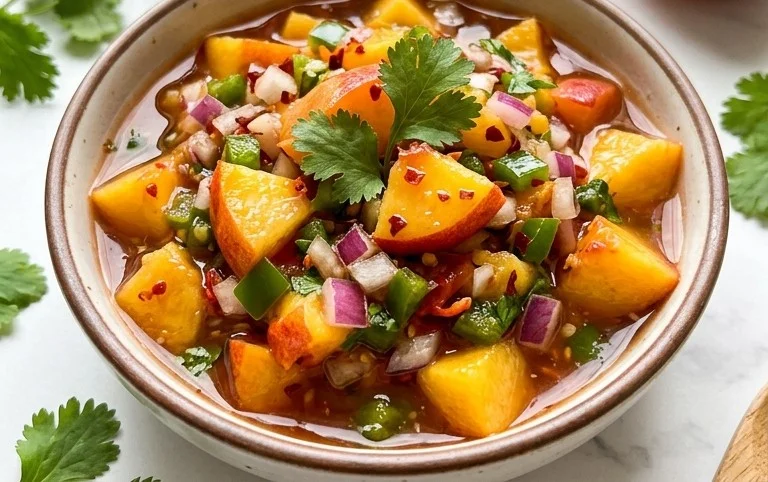 Sweet & Spicy Peach Salsa Canning Recipe