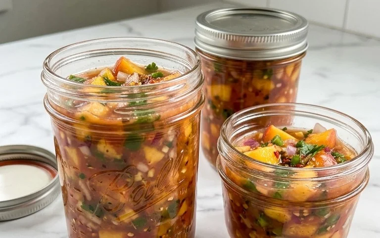 Sweet & Spicy Peach Salsa Canning Recipe