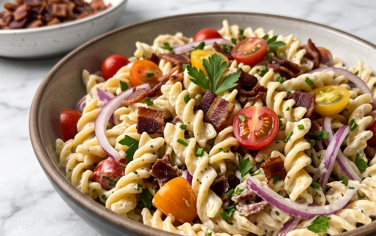 Beef Bacon Ranch Pasta Salad